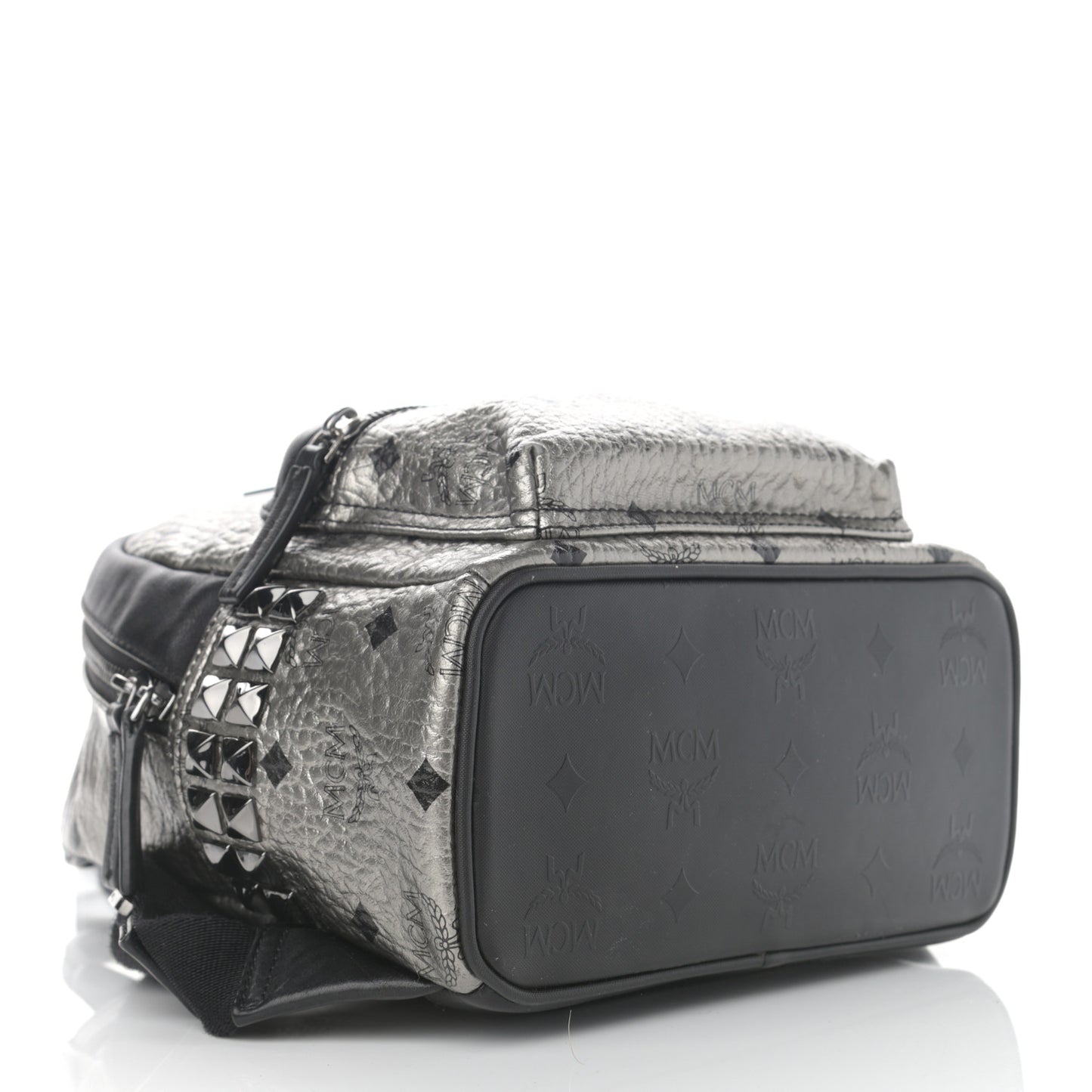 Metallic Visetos Studded X-Mini Bebe Boo Backpack Silver
