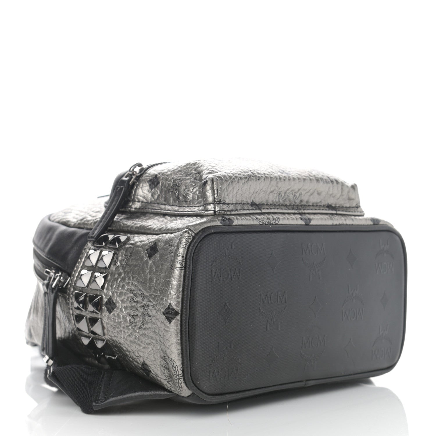 MCM Metallic Visetos Studded X-Mini Bebe Boo Backpack Silver 3 of 15