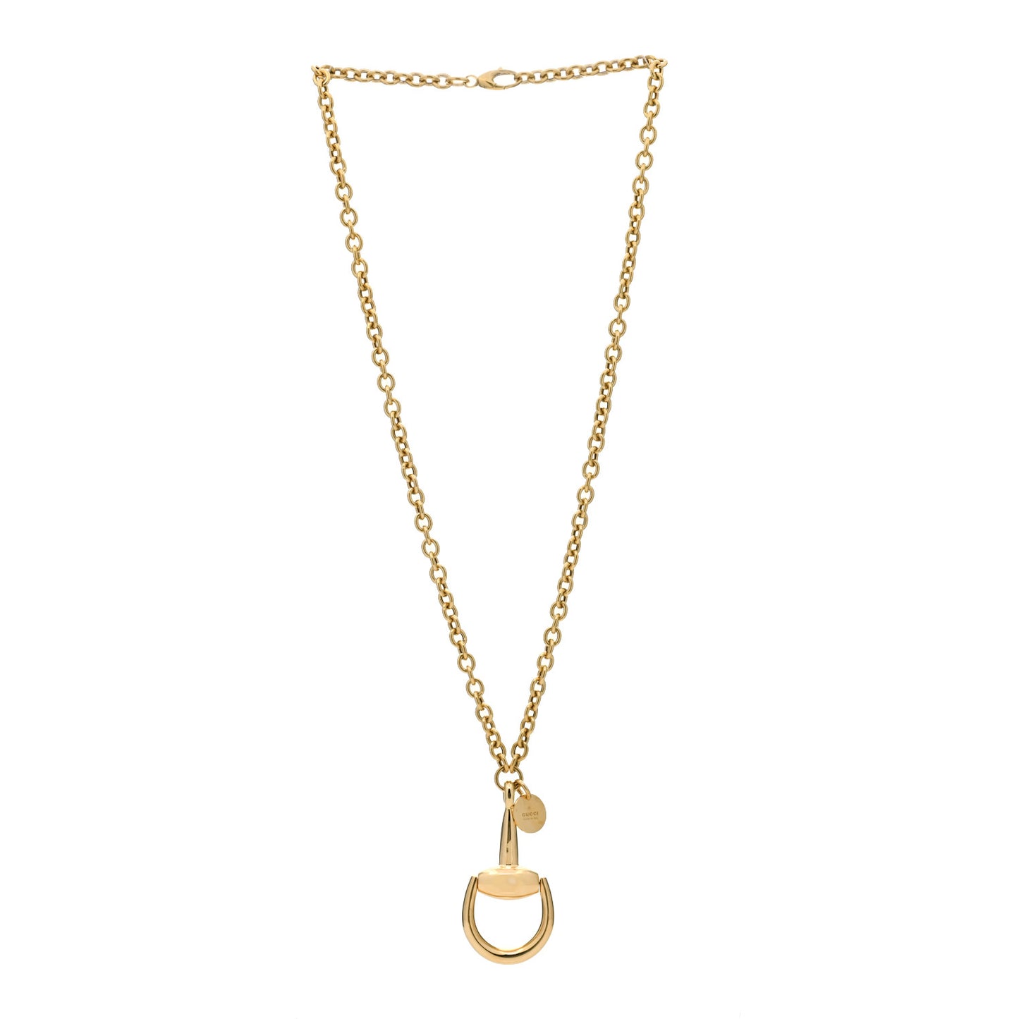 18K Yellow Gold Horsebit Pendant Necklace