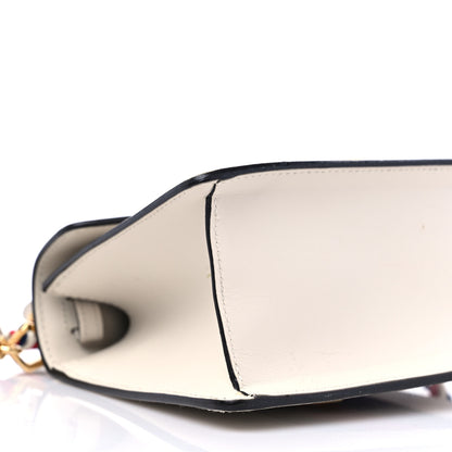 Gucci Calfskin Embroidered Mini Sylvie Top Handle Bag White 9 of 15