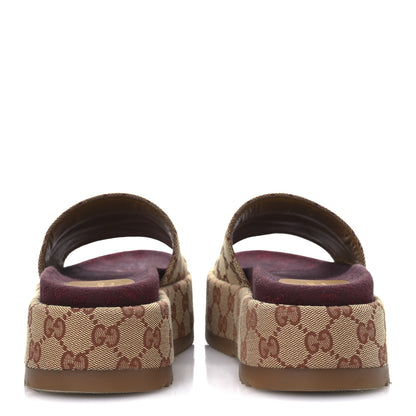 Gucci Canvas GG Monogram Angelina Platform Slide Sandals 36 Beige Ruggine 12 of 30