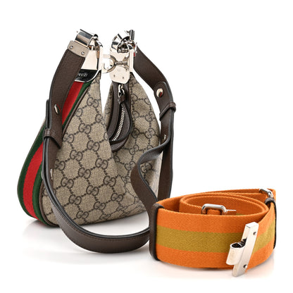 Gucci GG Supreme Monogram Textured Calfskin Web Small Attache Shoulder Bag Beige Ebony New Acero 3 of 10