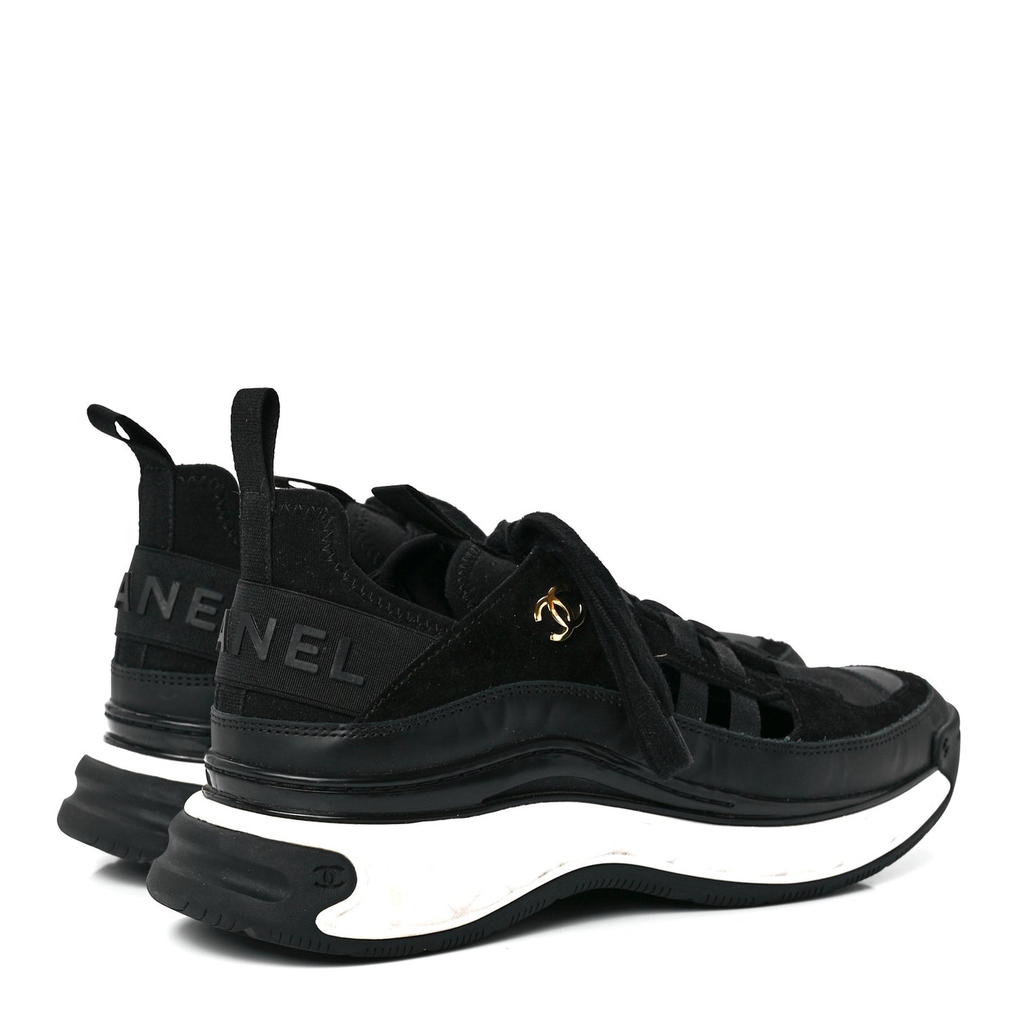 Velvet Calfskin Mixed Fibers CC Sneakers 39 Black