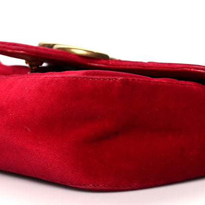Gucci Velvet Matelasse Mini GG Marmont Shoulder Bag Hibiscus Red 11 of 11