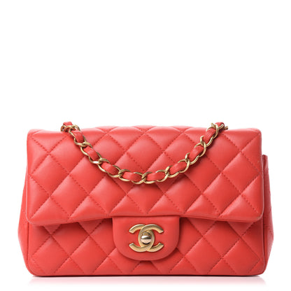 Chanel Lambskin Quilted Mini Rectangular Flap Red 1 of 15