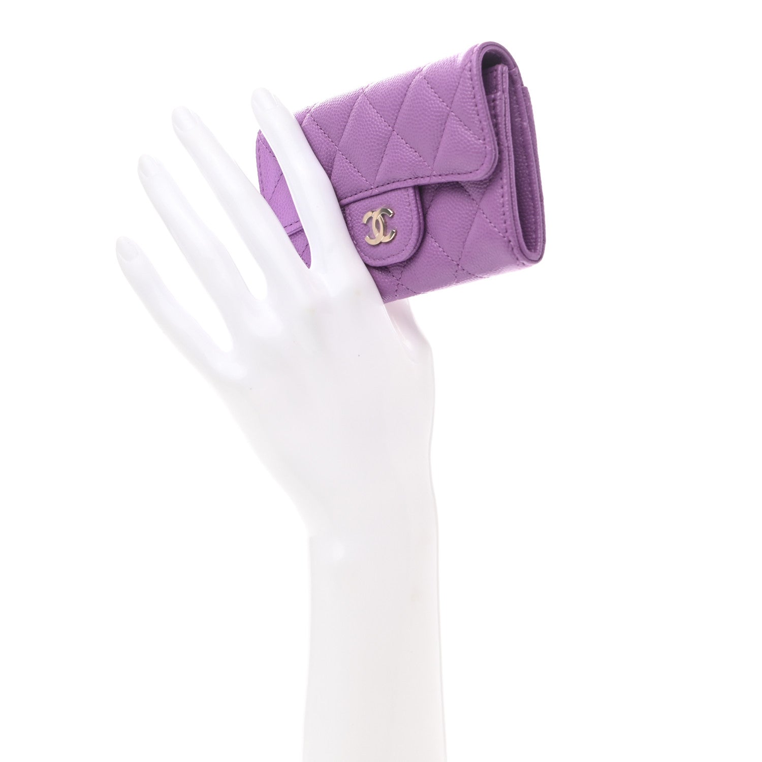 Chanel Caviar Quilted Flap Card Holder Wallet Purple 2 of 9