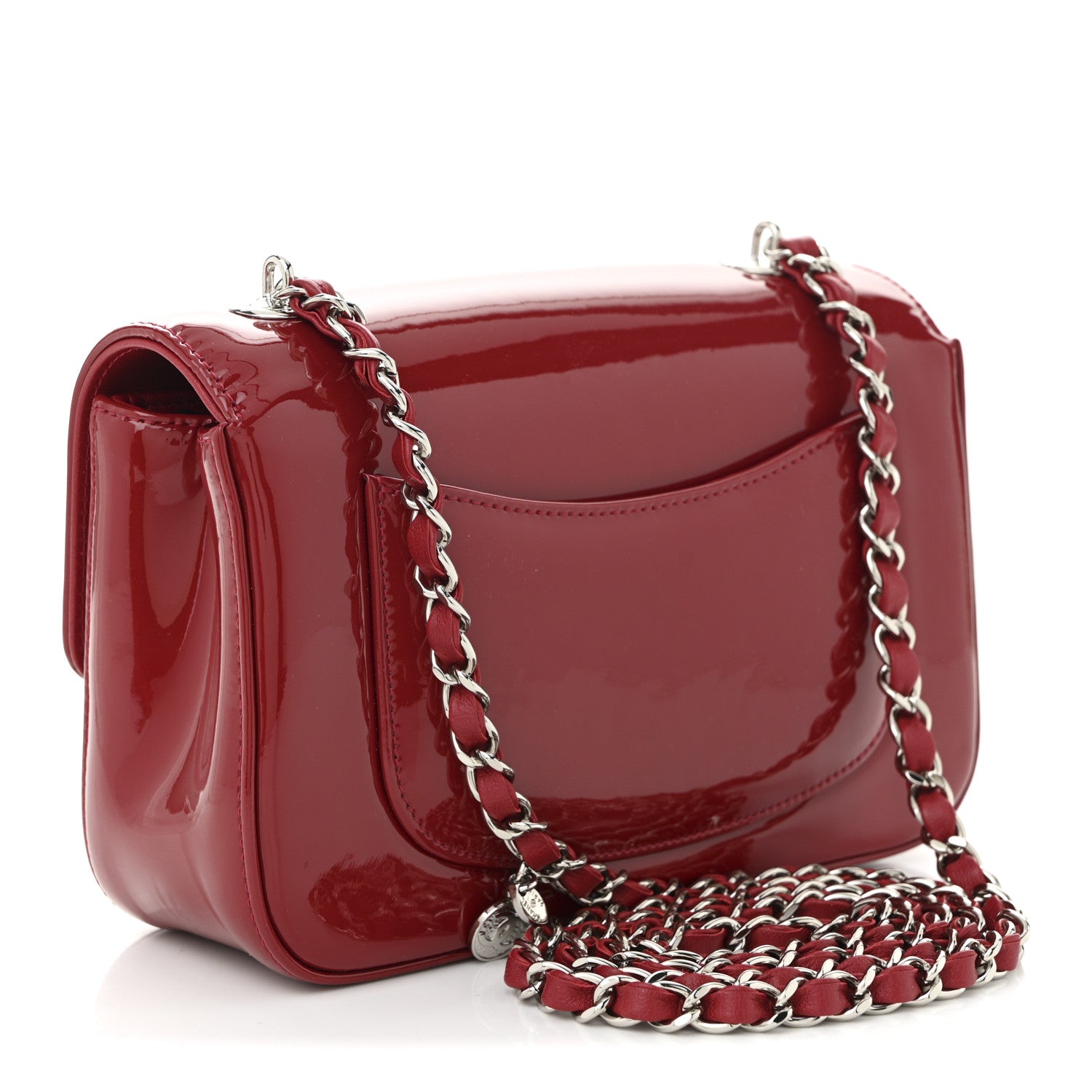 Chanel Patent Calfskin Small Camellia Flap Red 3 of 11
