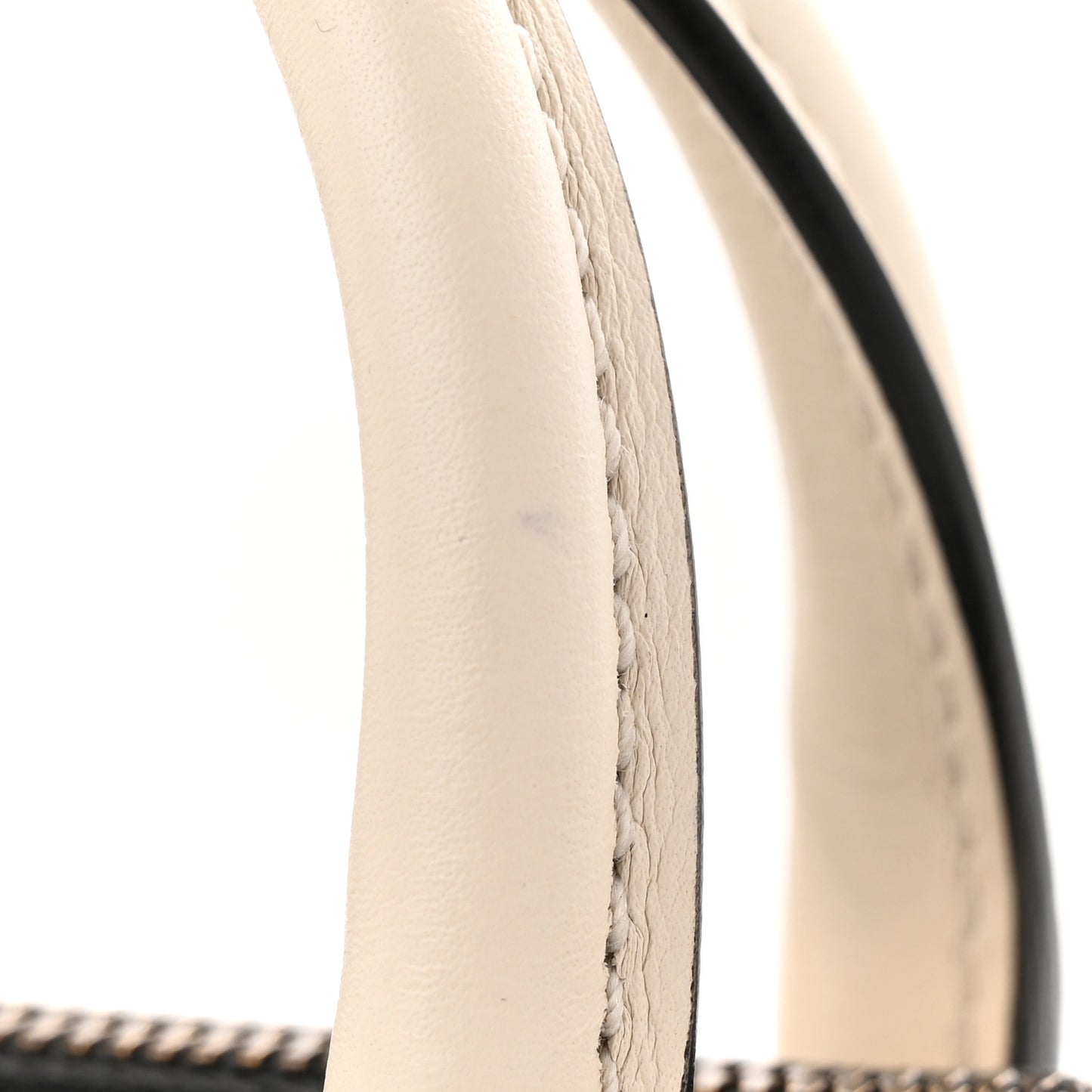 Monogram Textured Dollar Calfskin Web Mini Bauletto Duffle Top Handle Bag Black Mystic White