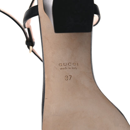Gucci Calfskin Miro Soft Horsebit Mid Heel Sandals 37 Black 6 of 12