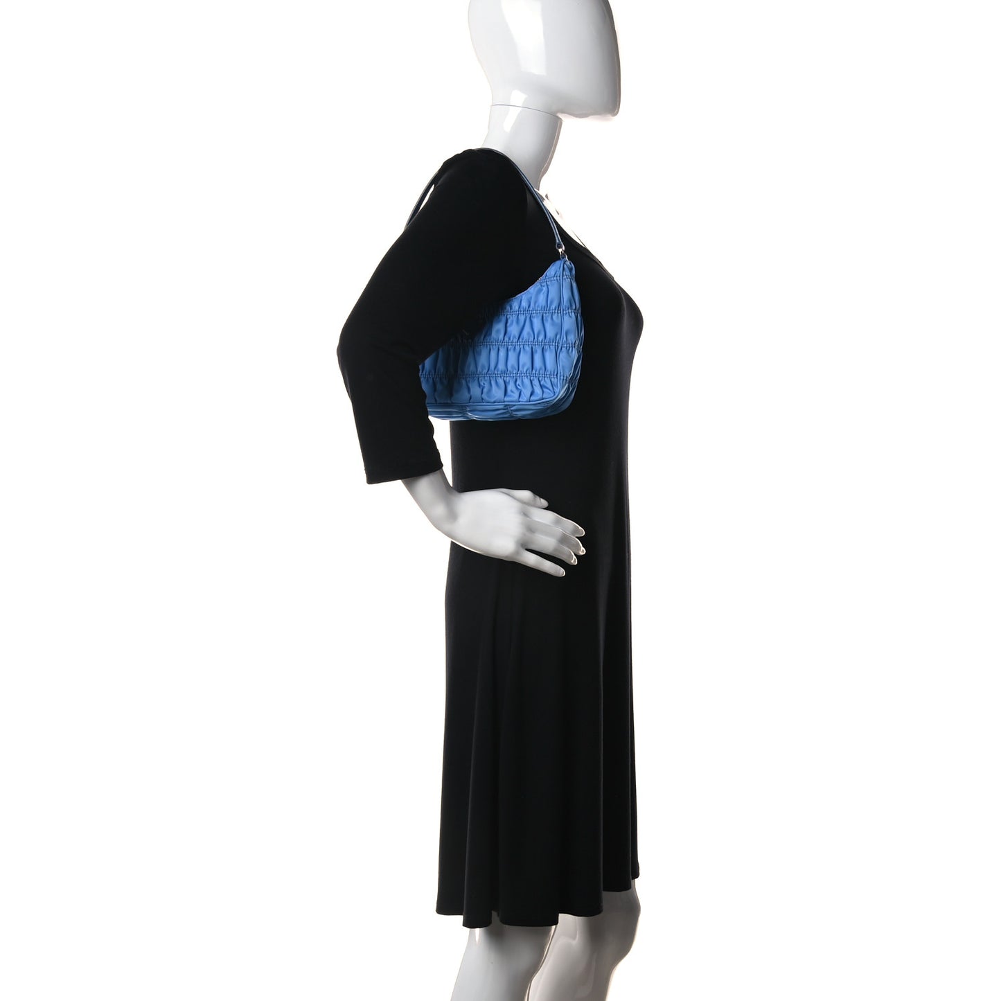 Tessuto Nylon Gaufre Shoulder Bag Light Blue