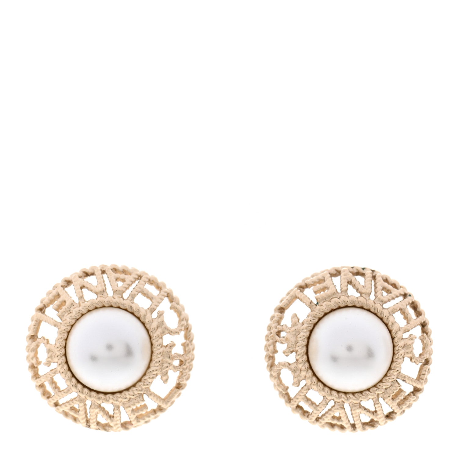 Chanel Pearl CC Round Rope Logo Earrings Gold 2 of 14