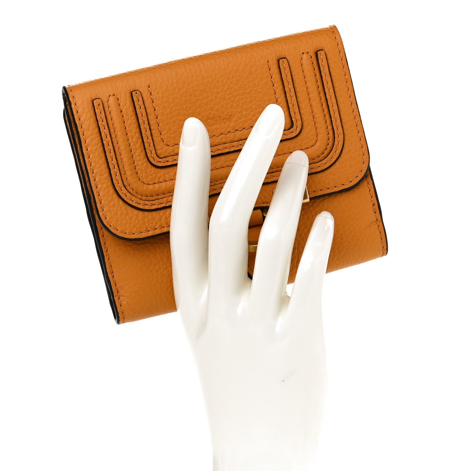 Chloe Grained Calfskin Marcie Square Wallet Tan Apricot 2 of 9