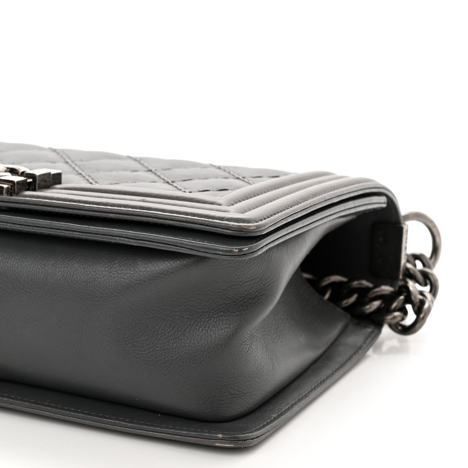 Chanel Calfskin Double Stitch Medium Boy Flap Grey 9 of 13