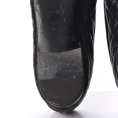 Chanel Aged Calfskin Quilted CC Cap Toe Ballerina Flats 37.5 Black 11 of 12