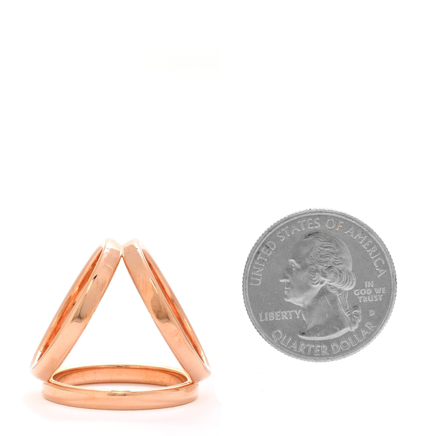 Hermes Permabrass Rose Gold Plated Trio Scarf Ring 2 of 5