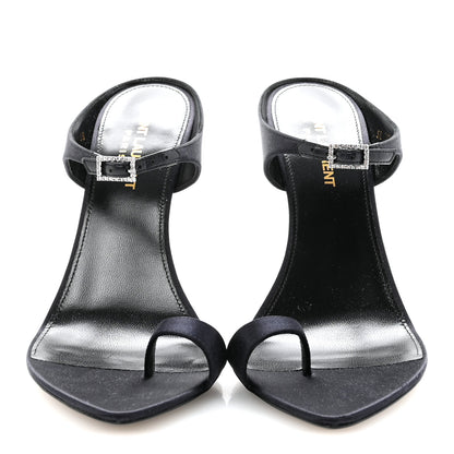 Saint Laurent Crepe Satin Dive Mule Sandals 38 Patriot Navy 3 of 10