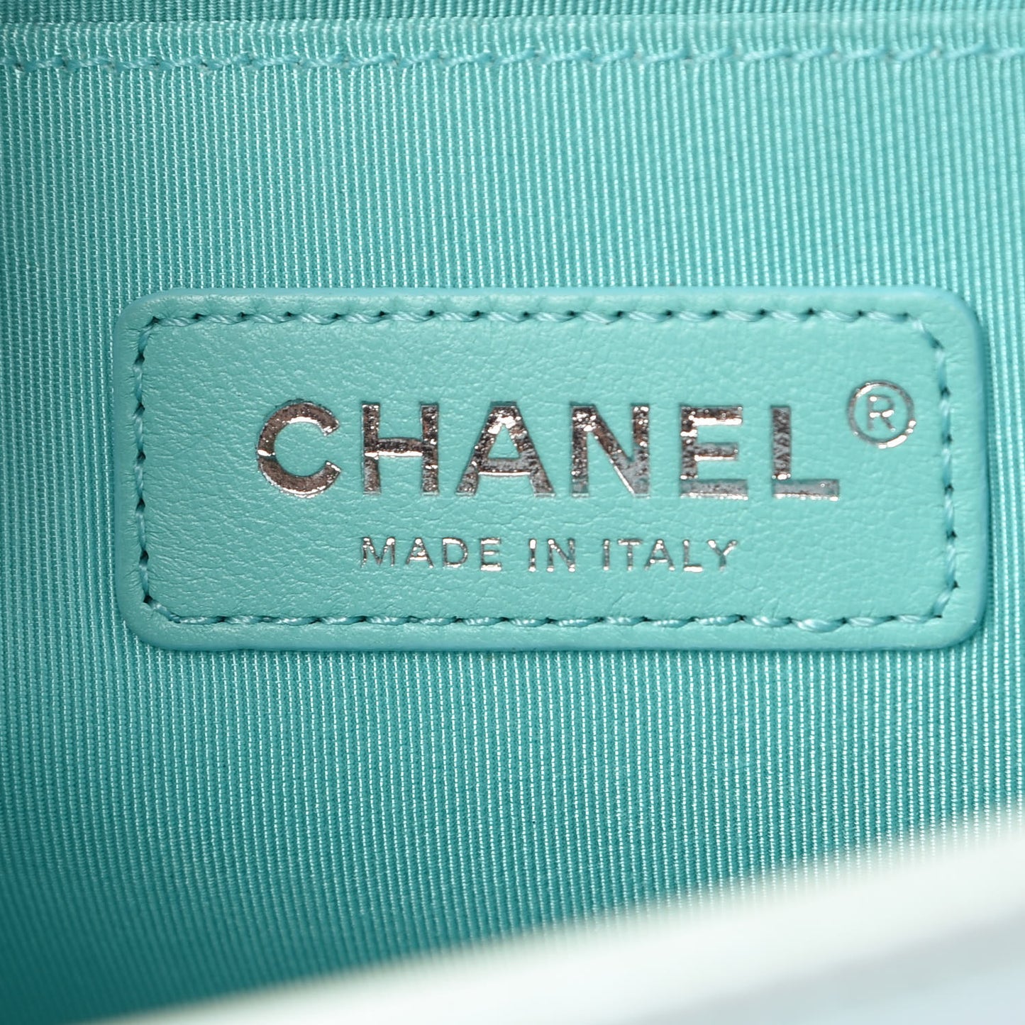 Iridescent Lambskin Chevron Quilted Medium Boy Flap Turquoise