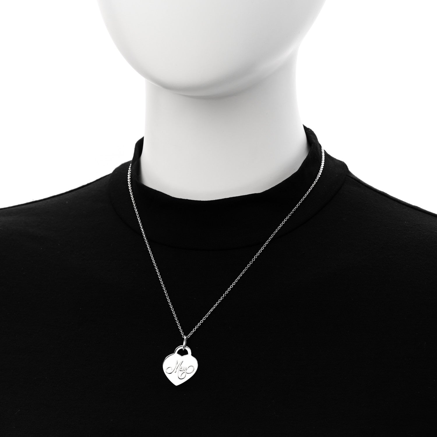Tiffany Sterling Silver Mom Heart Tag Pendant Necklace 2 of 5