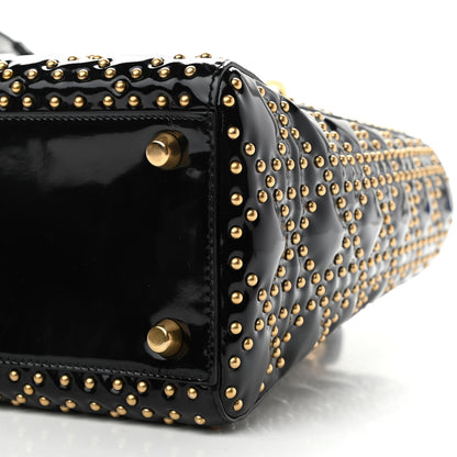 Christian Dior Patent Cannage Studded Large Lady Dior Black 6 of 9
