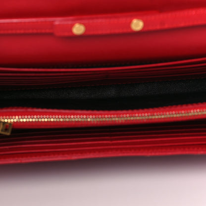 Saint Laurent Grain De Poudre Matelasse Chevron Monogram Chain Wallet Rouge Eros 5 of 11