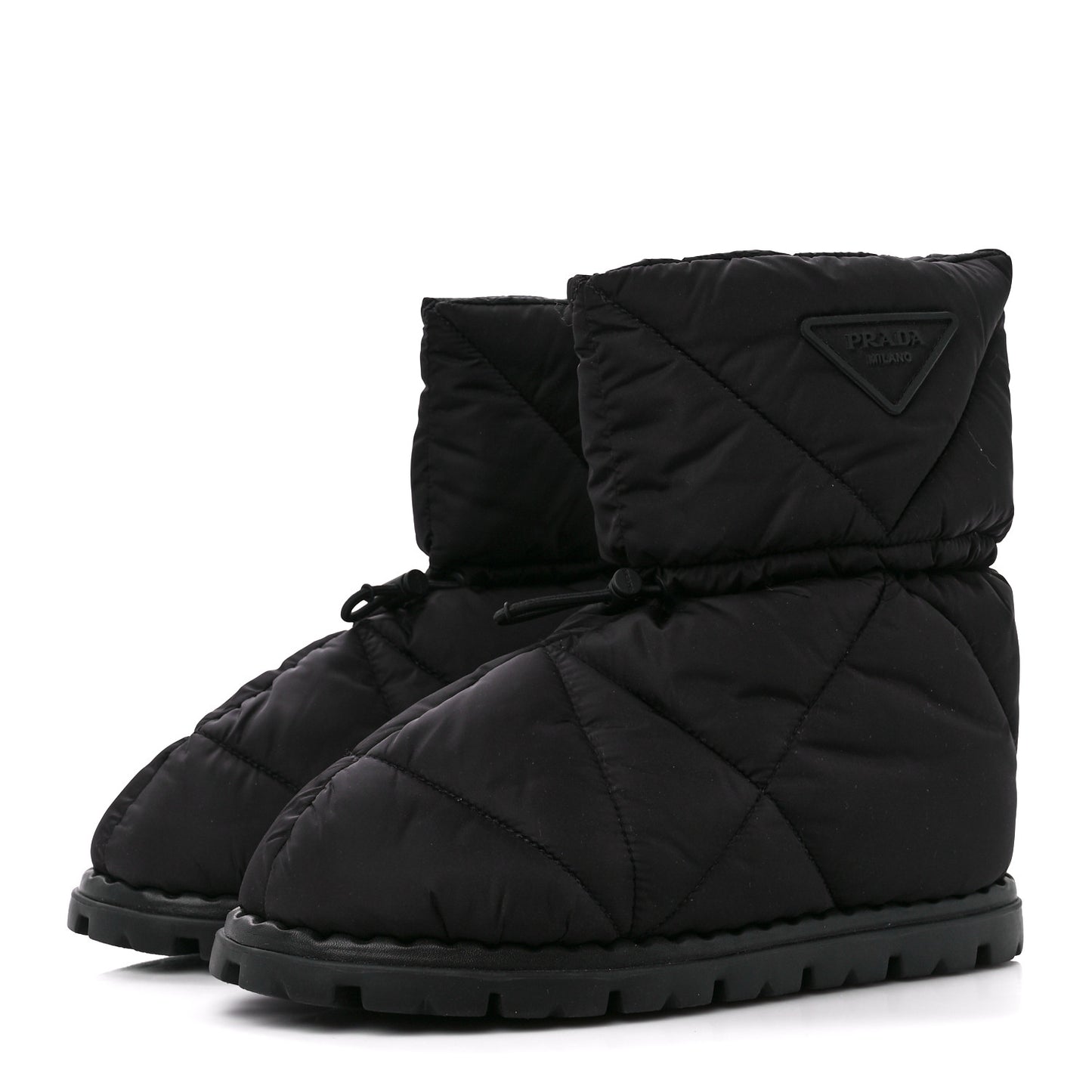 Re-Nylon Piuma Triangle Logo Padded Drawcord 20mm Snow Boots 36.5 Black