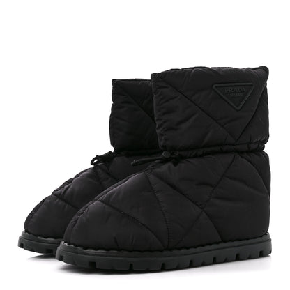 Prada Re-Nylon Piuma Triangle Logo Padded Drawcord 20mm Snow Boots 36.5 Black 3 of 8
