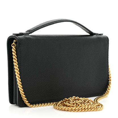 Valentino Garavani Grainy Calfskin VLogo Top Handle Wallet With Chain Black 3 of 8