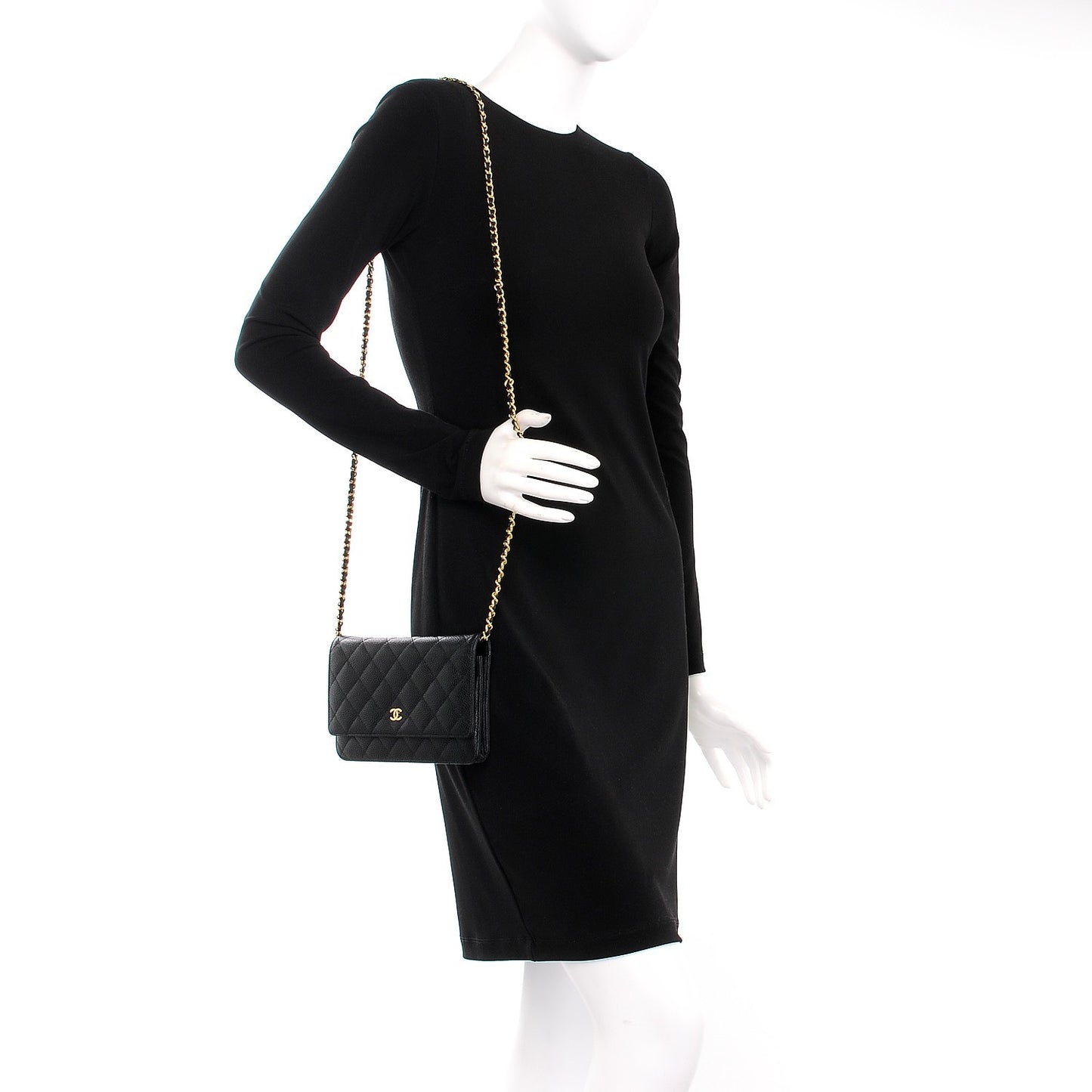 Caviar Quilted Wallet On Chain WOC Black