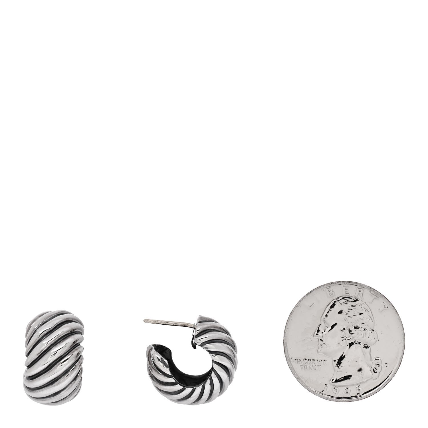 David Yurman Sterling Silver Sculpted Cable Shrimp Earrings 2 of 4