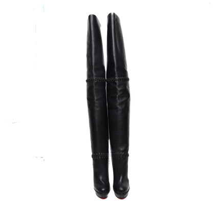 Christian Louboutin Calfskin Tres Contente Alta Thigh High Boots 37 Black 2 of 9