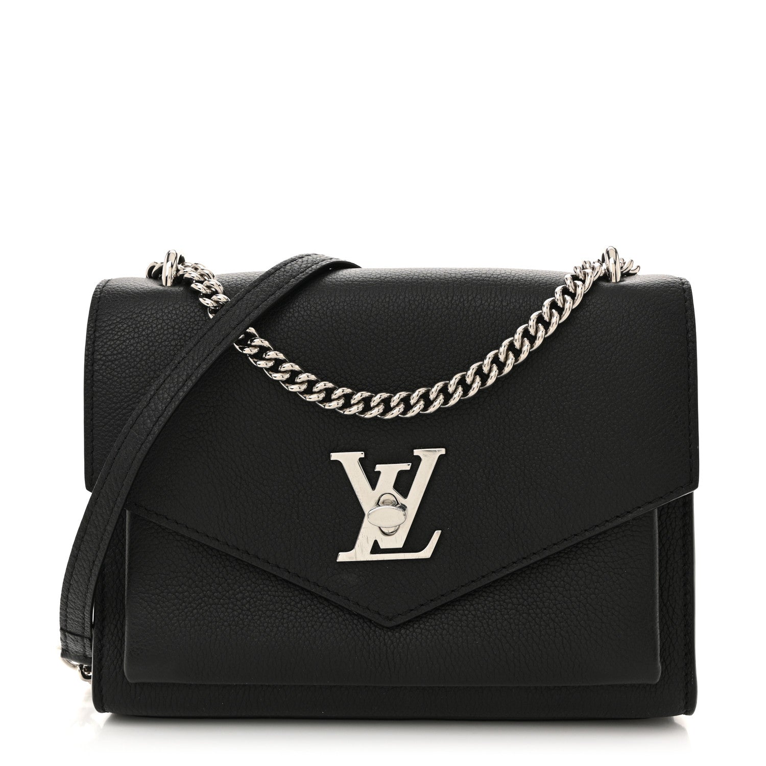 Louis Vuitton Soft Calfskin Mylockme Chain Bag BB Black 1 of 14