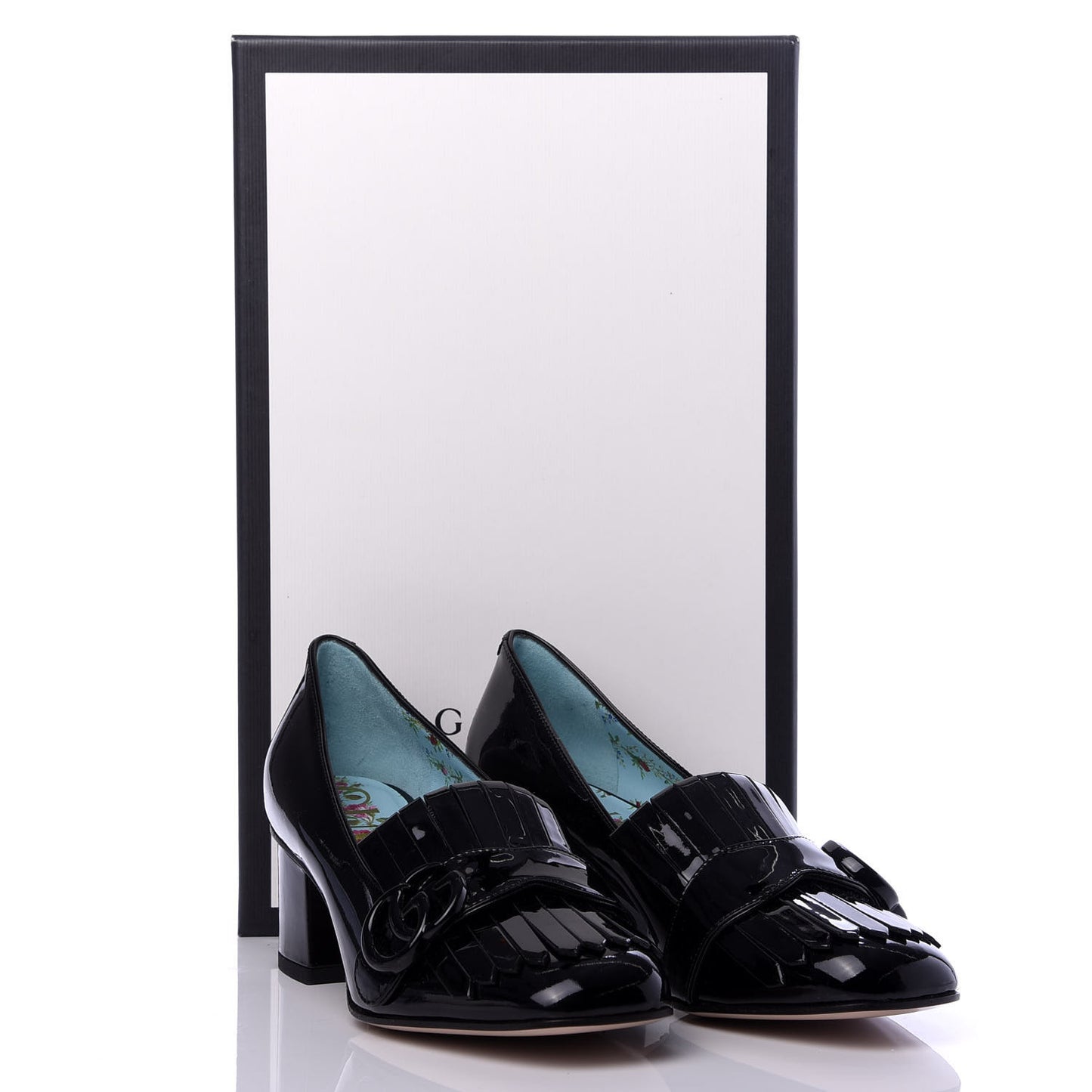 Vernice GG Marmont Fringe 50mm Loafer Pumps 35.5 Black