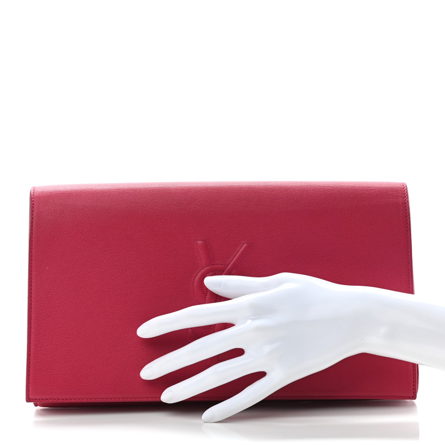 Calfskin Monogram Large Belle De Jour Clutch Lipstick Fuchsia