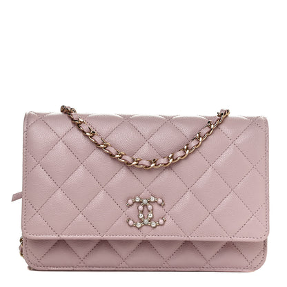 Chanel Caviar Quilted Coco Candy Wallet On Chain WOC Light Pink 1 of 11
