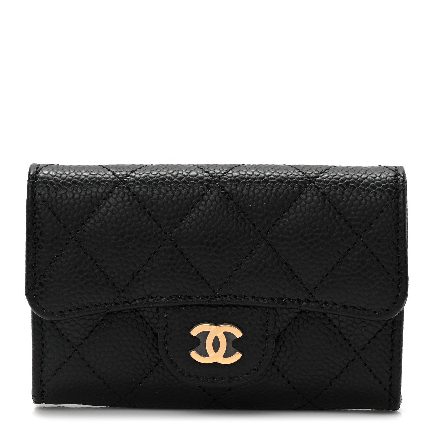 Chanel Caviar Quilted Flap Card Holder Wallet Black 1 of 9