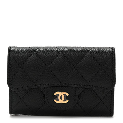Chanel Caviar Quilted Flap Card Holder Wallet Black 1 of 9