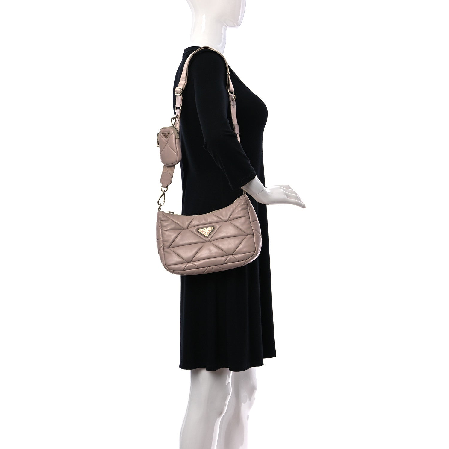 Prada Nappa Re-Nylon Triangle Quilted Patchwork System Shoulder Bag Ninfea 2 of 12