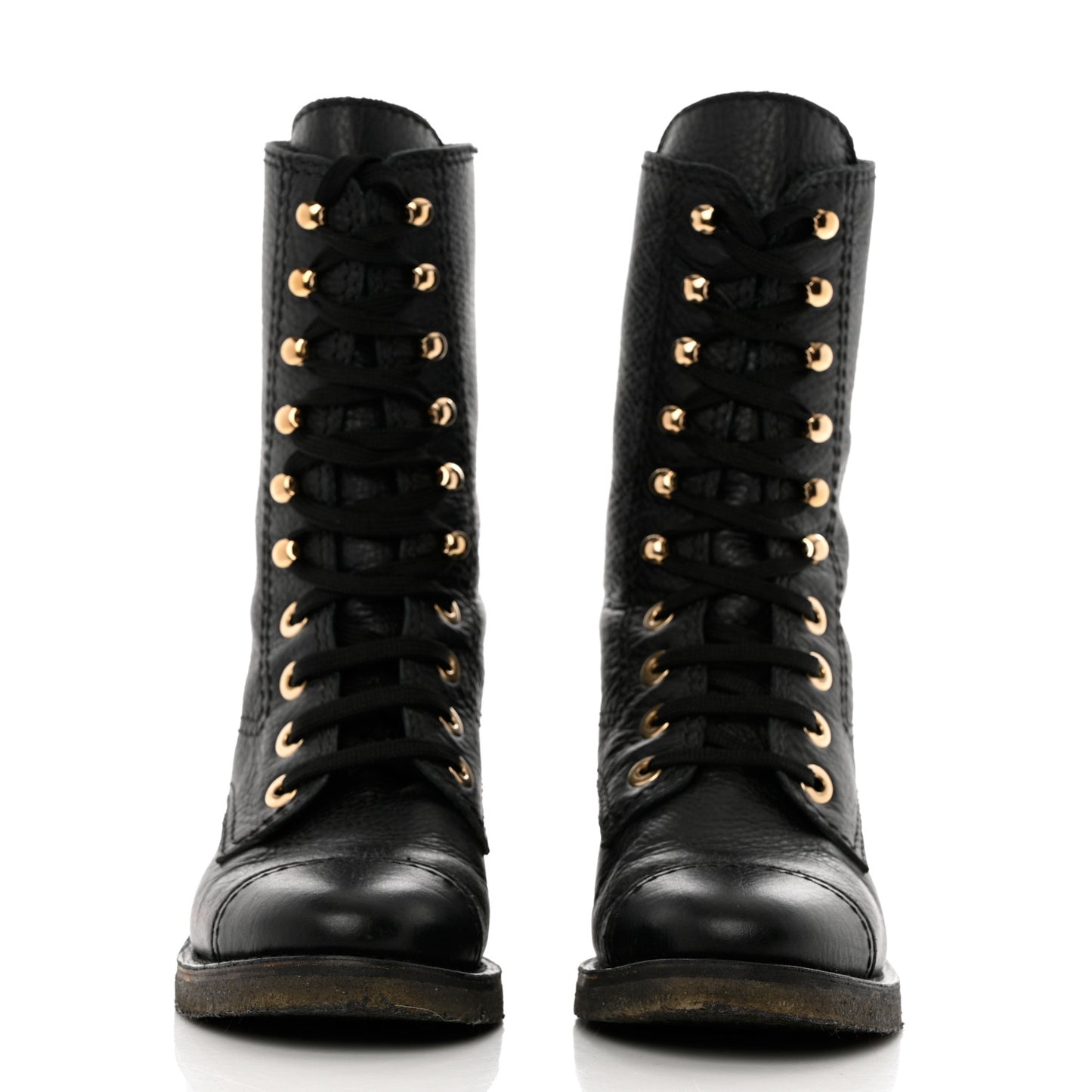 Calfskin CC Combat Boots 36 Black