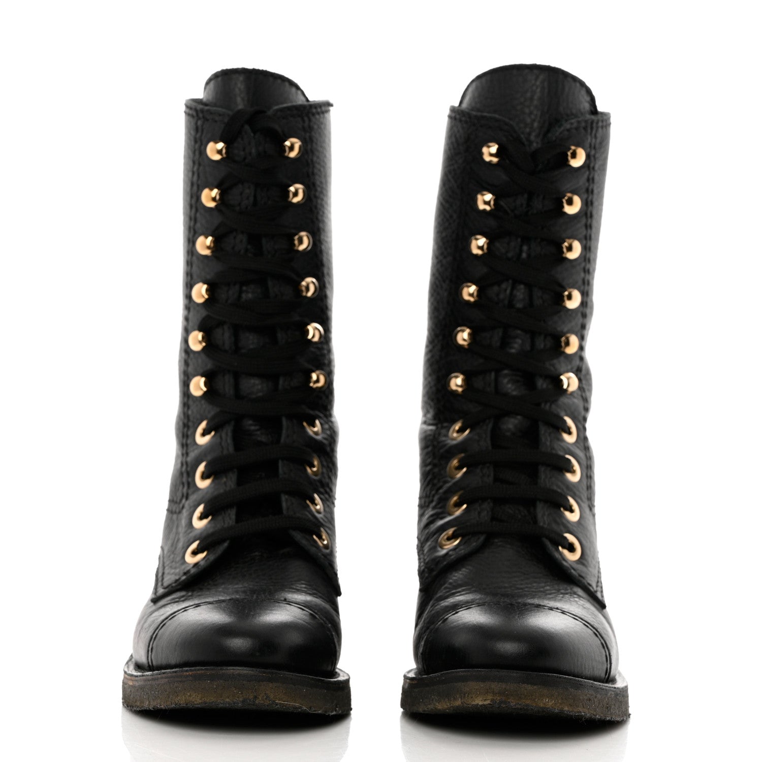 Chanel Calfskin CC Combat Boots 36 Black 3 of 10