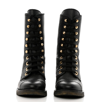 Chanel Calfskin CC Combat Boots 36 Black 3 of 10