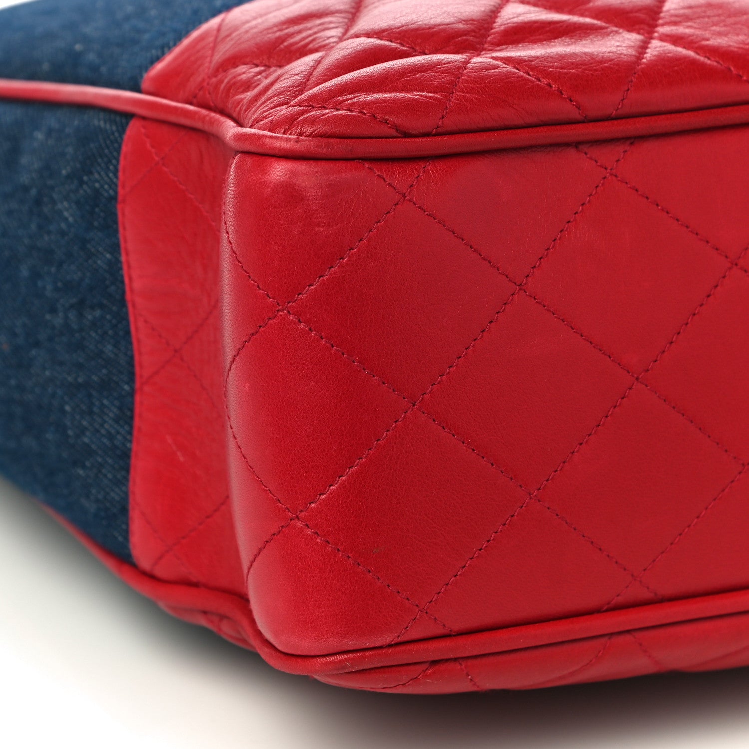 Chanel Denim Lambskin Tote Blue Red 10 of 12