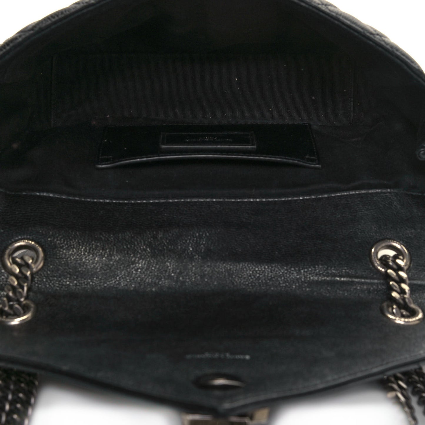 Sheepskin Tri-Quilt Monogram Medium College Bag Black