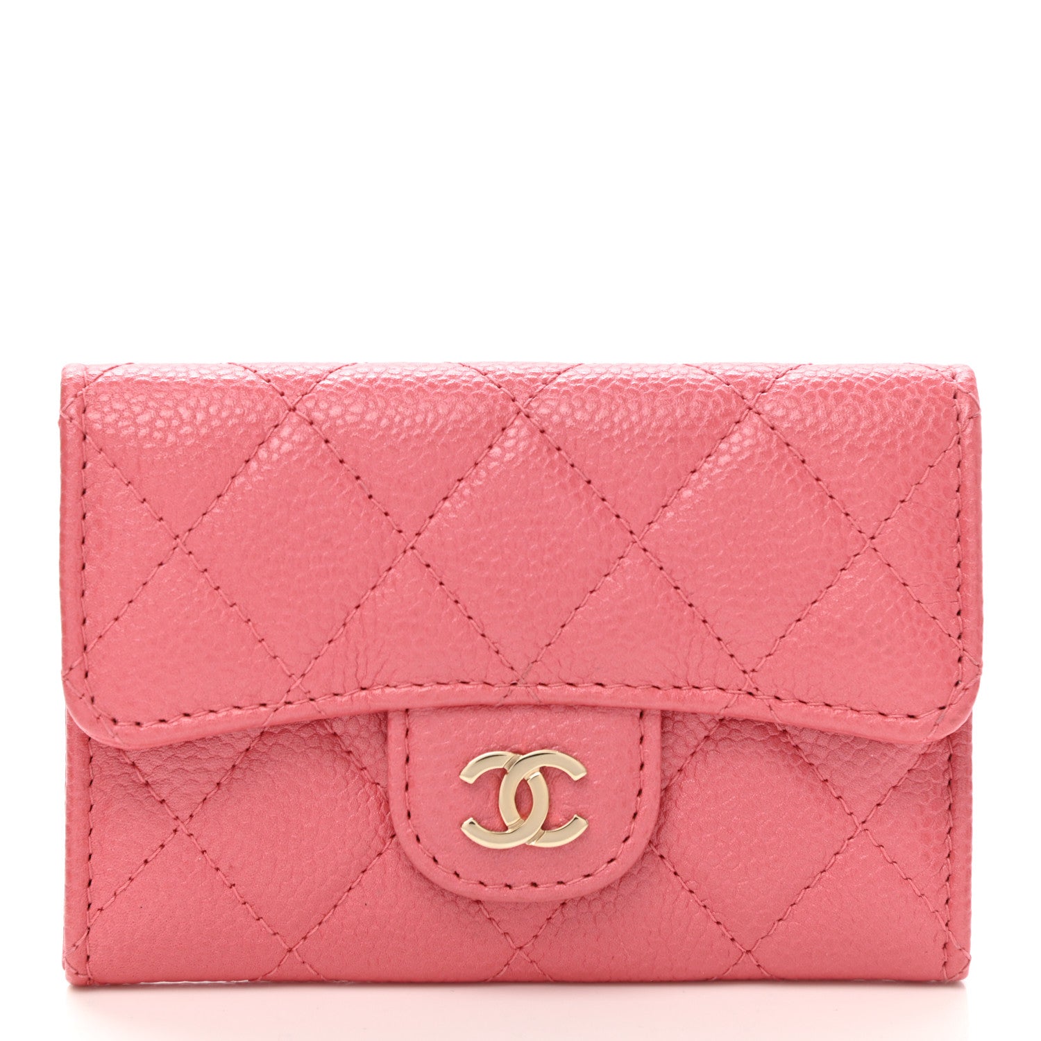 Chanel Caviar Quilted Flap Card Holder Pink 1 of 9
