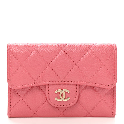 Chanel Caviar Quilted Flap Card Holder Pink 1 of 9