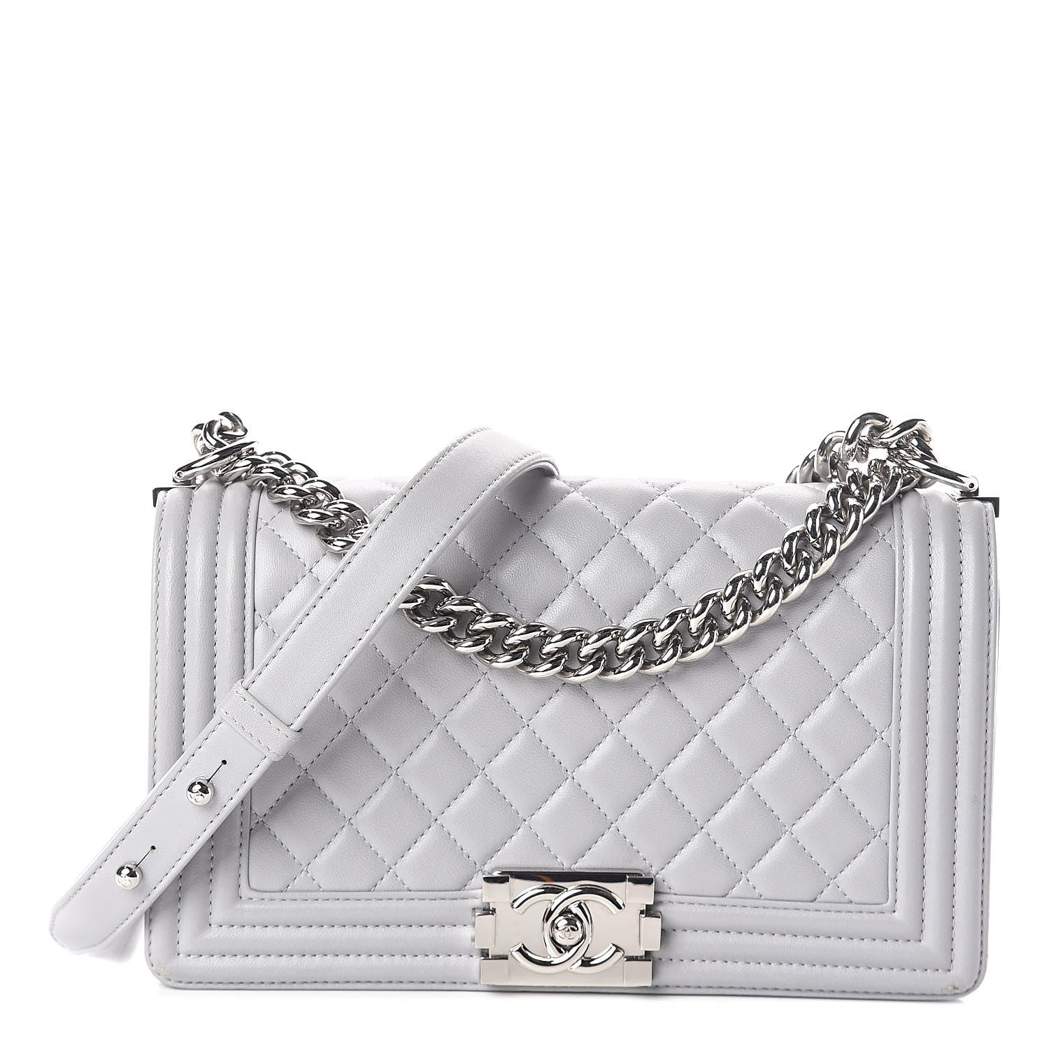 Chanel Lambskin Quilted Medium Boy Flap Grey 1 of 11