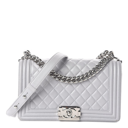 Chanel Lambskin Quilted Medium Boy Flap Grey 1 of 11