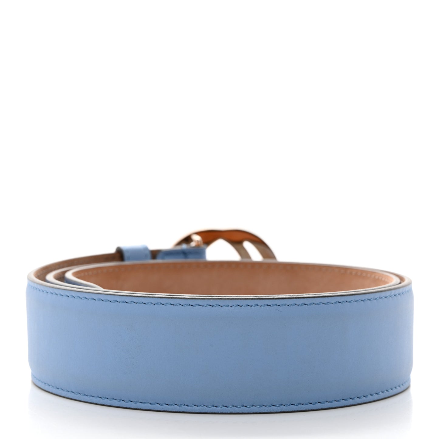 Calfskin Interlocking G 37mm Belt 80 32 Mineral Blue