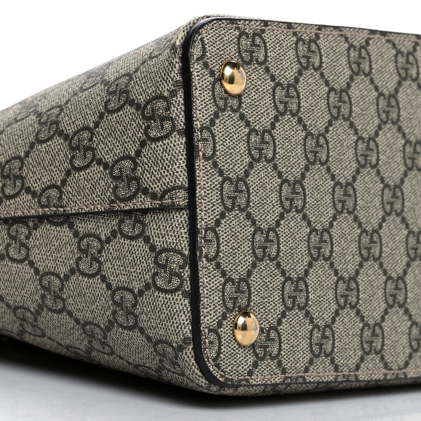 GG Supreme Monogram Moon Calfskin Small Zip Top Tote Beige Ebony Hibiscus Red New Rosette