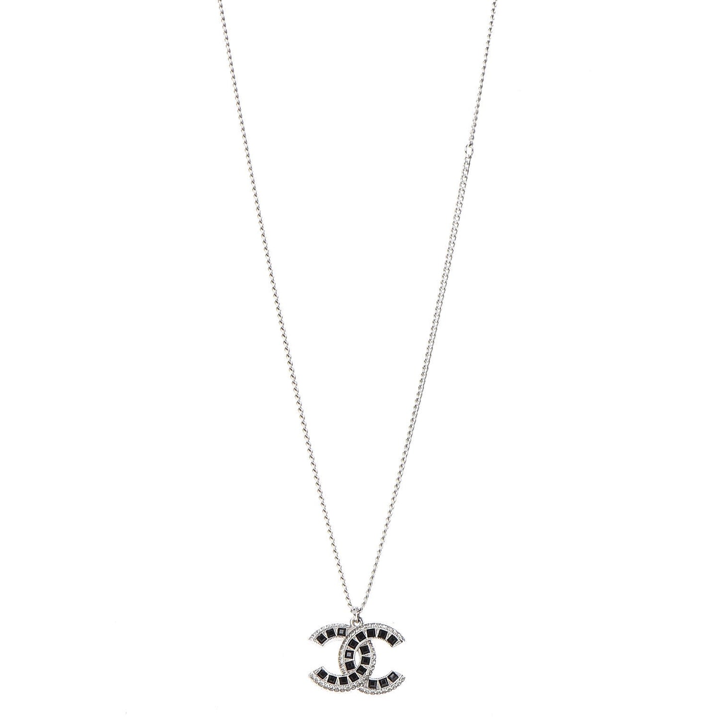 Ruthenium Baguette Crystal CC Necklace Black