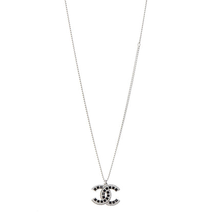 Chanel Ruthenium Baguette Crystal CC Necklace Black 1 of 7